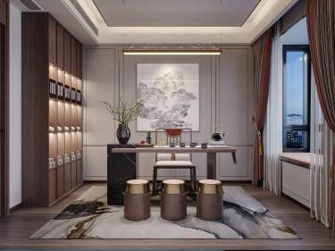 180平雅致新中书房