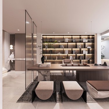 180平现代简约书房