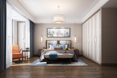 125平雅致新中卧室