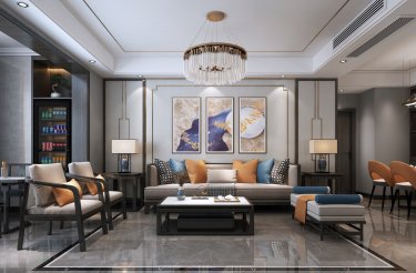 125平雅致新中客厅