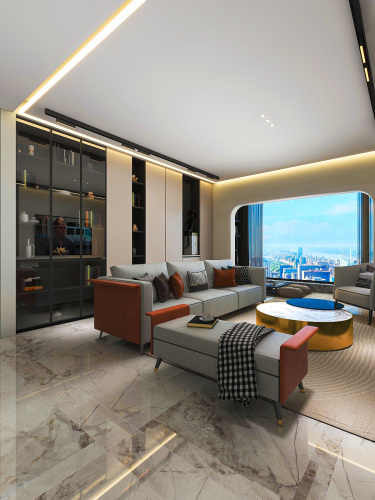 110平现代轻奢客厅