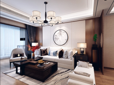 90平雅致新中客厅