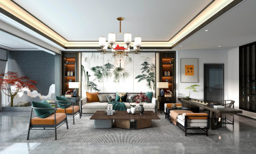 220平雅致新中客厅