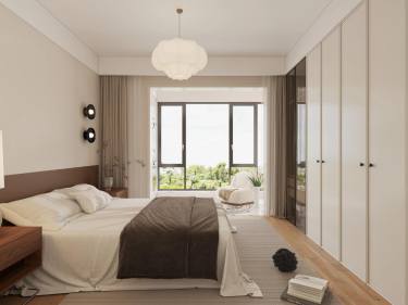 87平3室原木风卧室