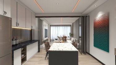 125平3室现代简约餐厅