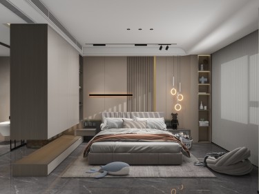 180平现代轻奢卧室