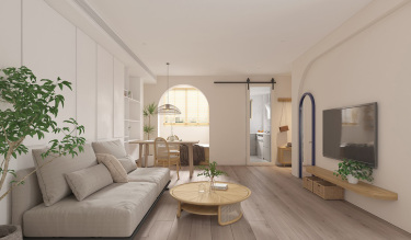 80平奶油风客厅