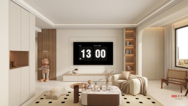 129平奶油风客厅