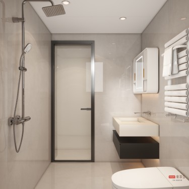 129平奶油风卫生间