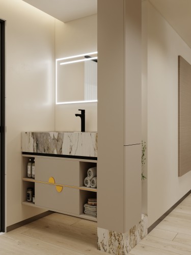 130平现代极简卫生间