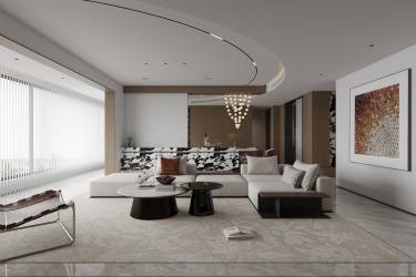 215平现代极简客厅