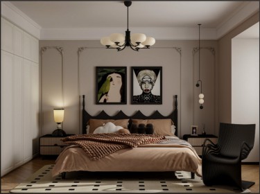 120平美拉德复古风卧室