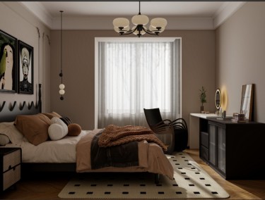 120平美拉德复古风卧室