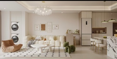 115平奶油风客厅