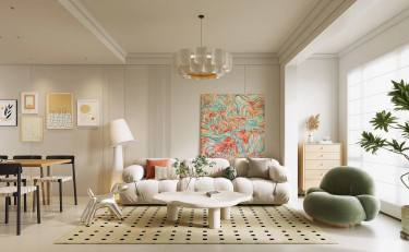 73平奶油风客厅