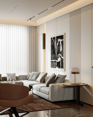 89平2室现代轻奢客厅