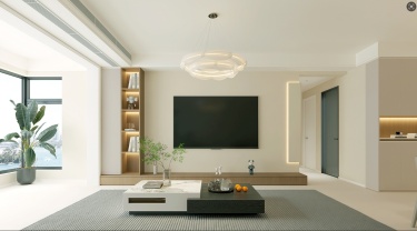 120平现代极简客厅