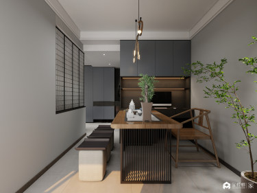 135平现代极简书房