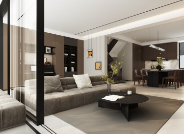 350平现代极简客厅