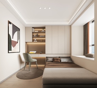 100平现代极简卧室