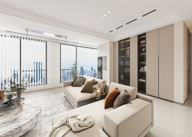 100平现代极简客厅