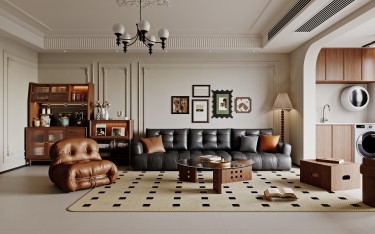 120平美拉德复古风客厅