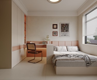 120平美拉德复古风卧室