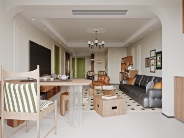 120平美拉德复古风客厅