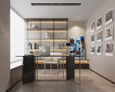 160平现代轻奢书房