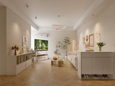 100平奶油风客厅