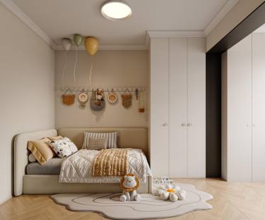 100平奶油风儿童房