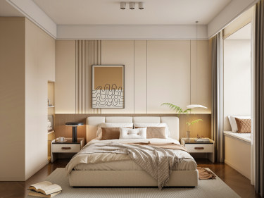 127平奶油风卧室