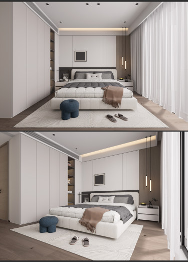 160平现代轻奢卧室