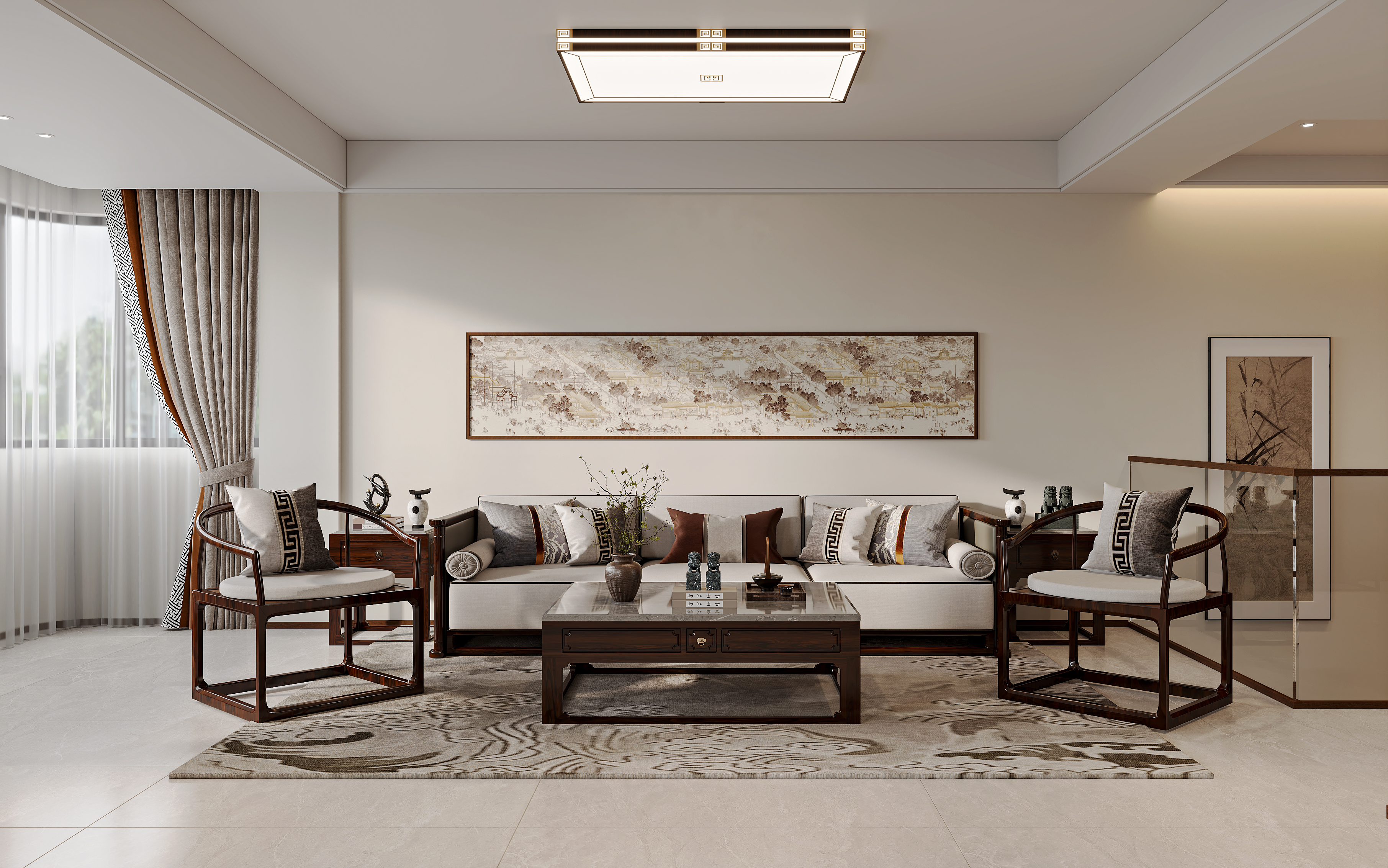 163平南园花苑新中式风格-空间效果图